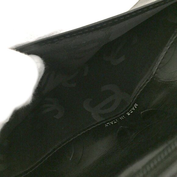 CHANEL Combon Line Black Lambskin Long Bifold Wallet